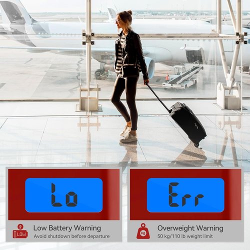 Dr.meter Luggage Scale - Digital Weight Scale with Backlight LCD Display | 110lb/50kg Capacity, Red