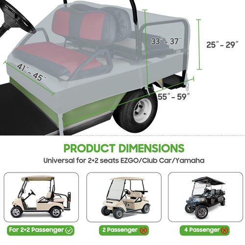 10L0L Golf Cart Seat Covers Protector for 2/4 Passenger EZGO Club Car Half Waterproof Cover, Dust Cover More Convenient to Use & Storage Than a Full Cover