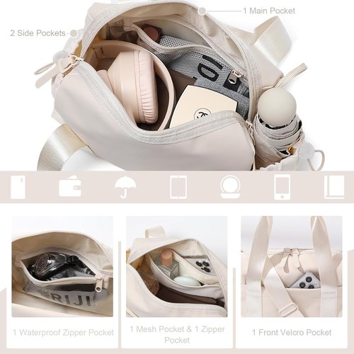 Bucosd Mini Crossbody Gym Bag - Stylish Duffle with Wet Compartment for Women | Beige