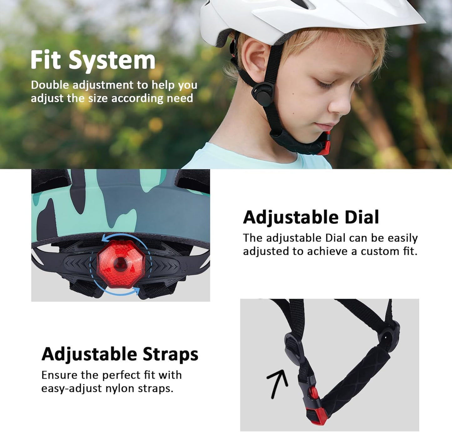 Skiennix Kids Bike Helmet - Adjustable Multi-Sport Safety Gear with Detachable Visor & LED Light | For Ages 3-12