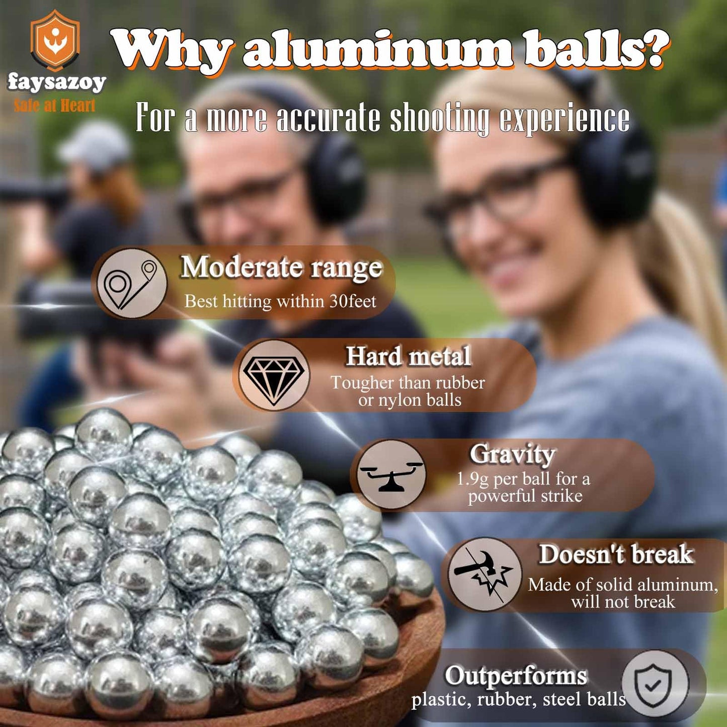 100Pcs .43 Caliber Hard Aluminum Balls, 1.83g Reusable Balls for Self Defense & Target Practice (100, Silver)