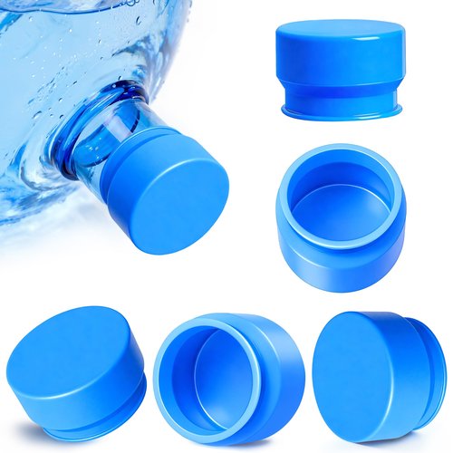 Gofriipai Upgraded 3 and 5 Gallon Water Jug Cap, Silicone Reusable Replacement Cap, No Spill 5 Gallon Water Jug Lid Fits 55mm Bottle, 5 gallon water bottle caps for Outdoor & Kitchen (5)