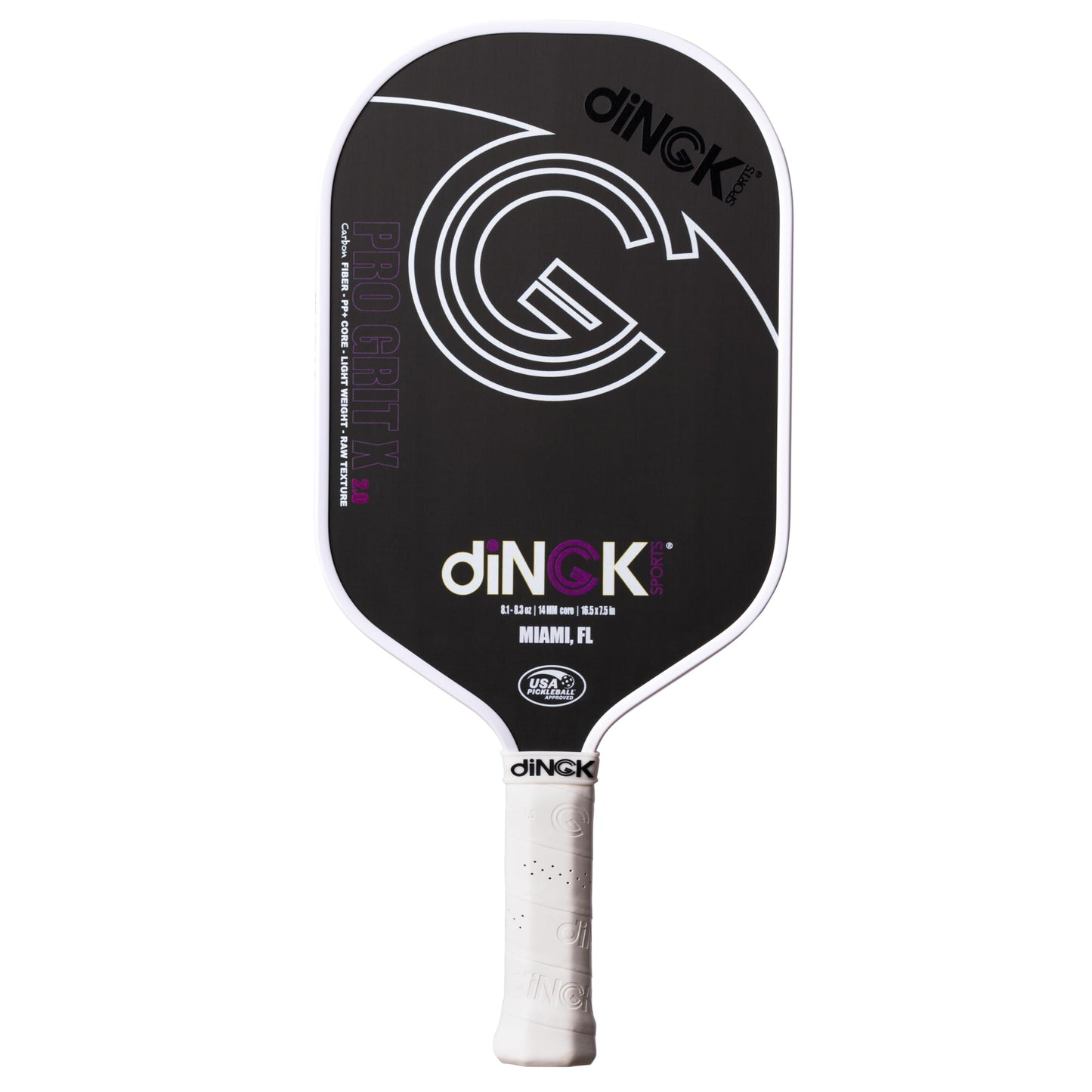 Carbon Pro Grit 2.0 Pickleball Paddle, Raw Carbon T700 Grit Surface for Spin, 14MM Honeycomb Poly-Core for Speed, Non-Slip 5.3” Ergonomic Leather Handle, 8.1-8.3 oz, 16.5” x 7.5”