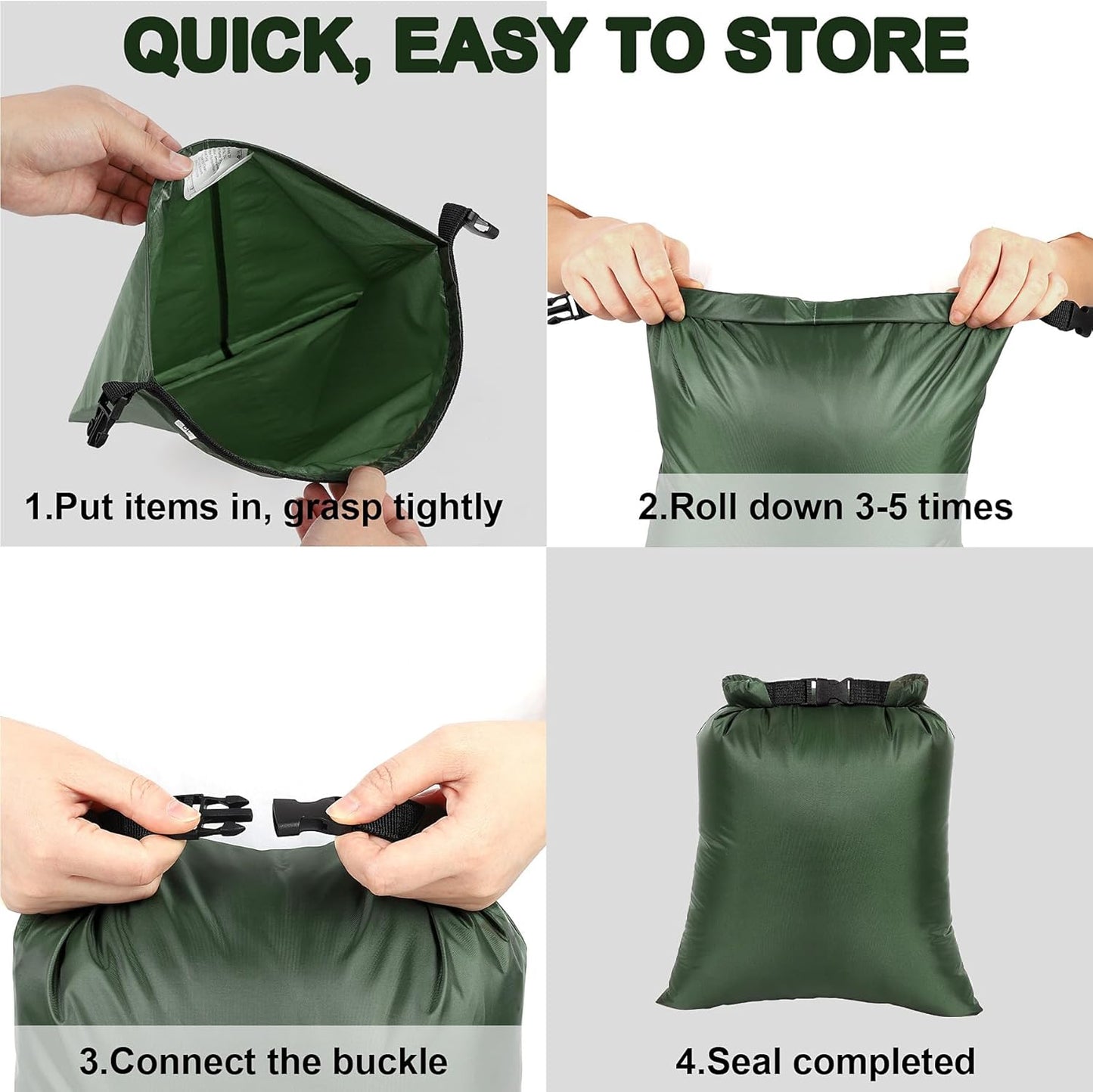 Skiennix Waterproof Dry Bags Set - 6-Pack Ultralight Stuff Sacks for Hiking, Camping & Travel