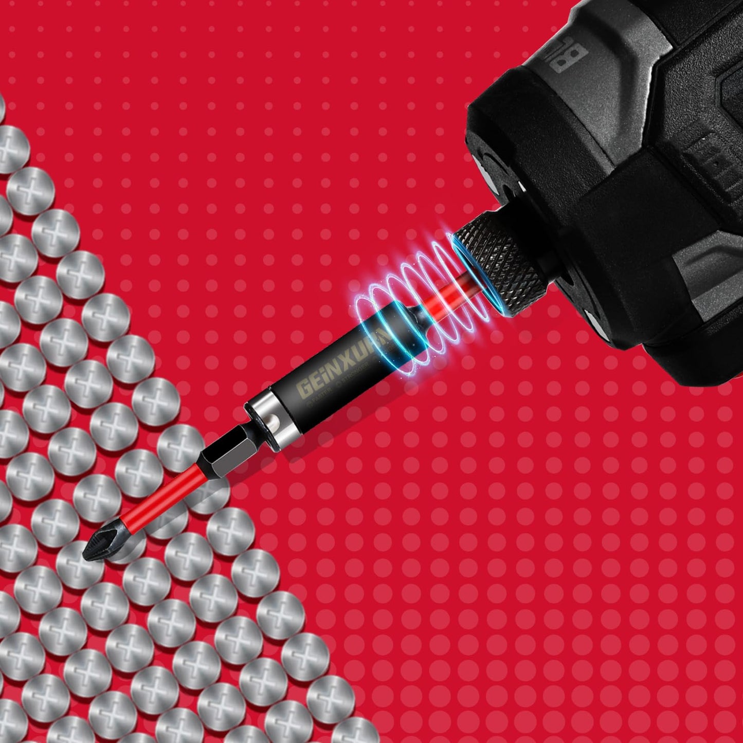 Geinxurn 1Pcs Impact Magnetic Screwdriver Bit Holders, 12Inches Extension Socket Drill Bit Holder S2 Alloy Steel Hex Shank Quick-Change Drill Bit Guide