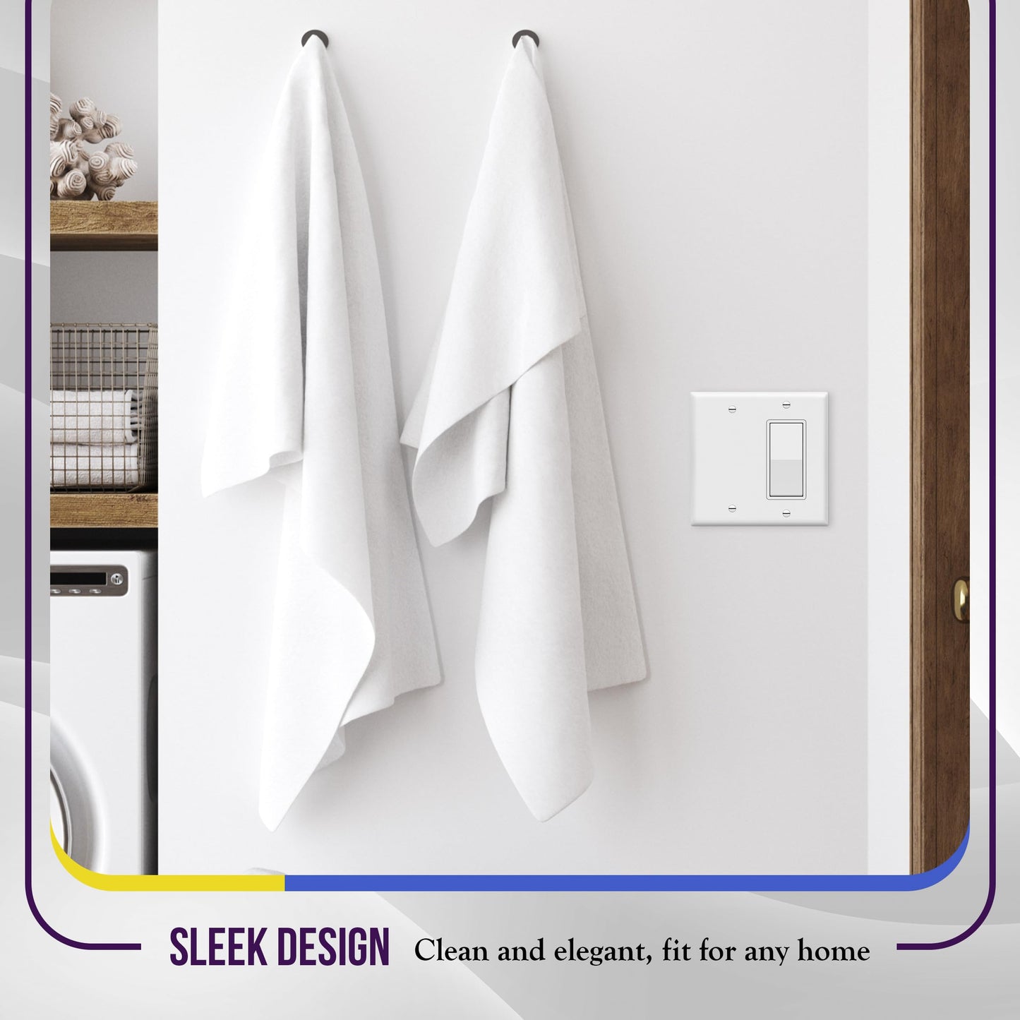 ENERLITES Combination Blank Device/Decorator Switch Wall Plate, Size 2-Gang 4.50" x 4.57", Polycarbonate Thermoplastic, 880131-W, White, 4 Pack