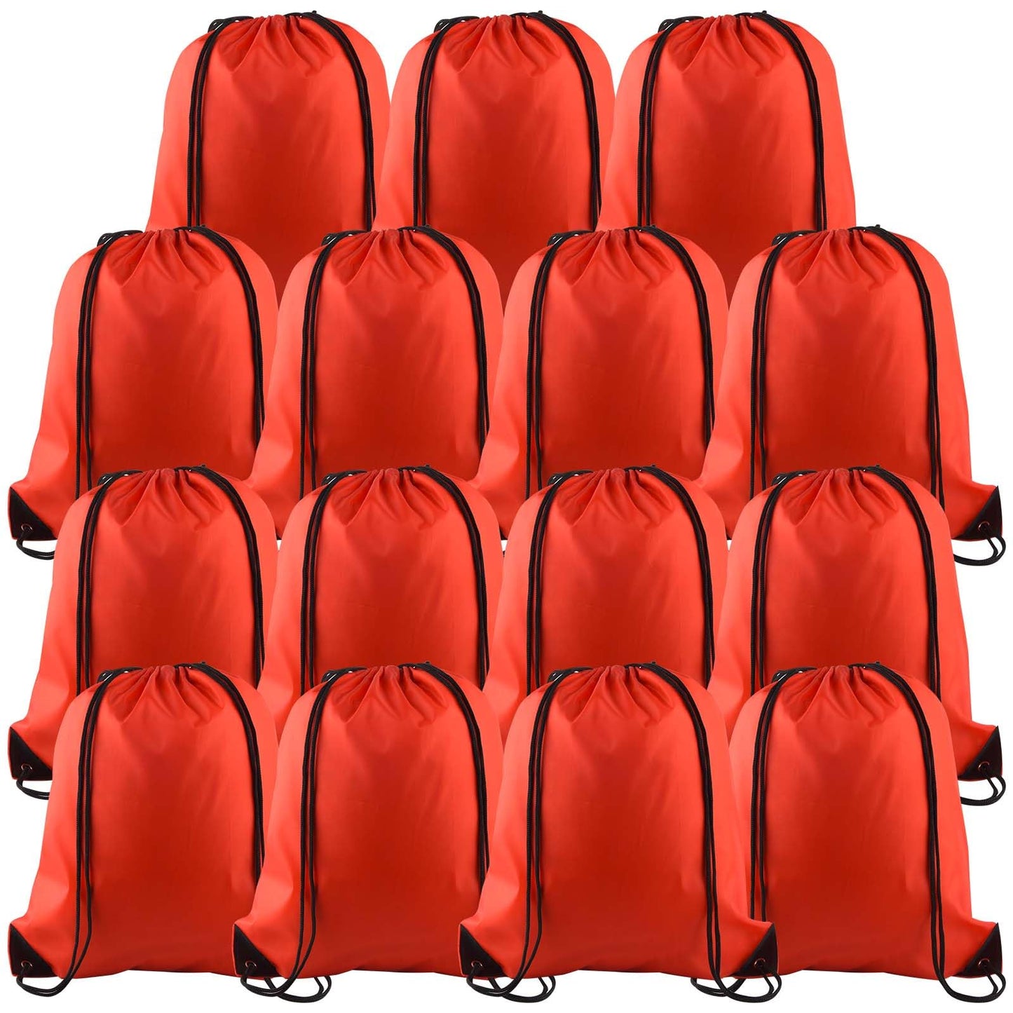 PLULON 15 Pcs Red Drawstring Bags Drawstring Backpack Bulk, String Backpack Cinch Sack Sport Gym Bags for Yoga Traveling Outdoor Sports
