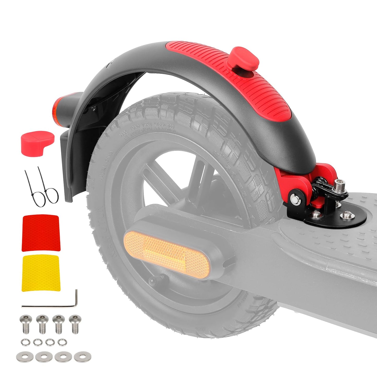 LUCK4U Scooter Rear Fender Replacement Accessory with tail light with brake Compatible with M365 Pro Pro 2 1S MI3 Swagger 5 Scooter Gray-Red