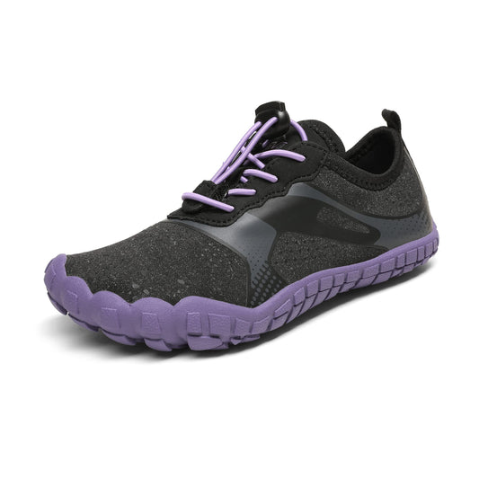 NORTIV 8 Kids Water Shoes, Lightweight Quick Dry Barefoot Athletic Aqua Sports Shoes for Boys & Girls, Outdoor, Summer (Toddler/Little Kid/Big Kid), Size 2 Little Kid,Black/Grey/Purple,Aqua-K1