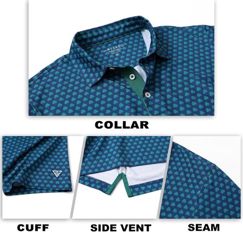 M MAELREG Men's Golf Polo Shirt - Short Sleeve, Moisture-Wicking, Performance Print | Stylish Patterns