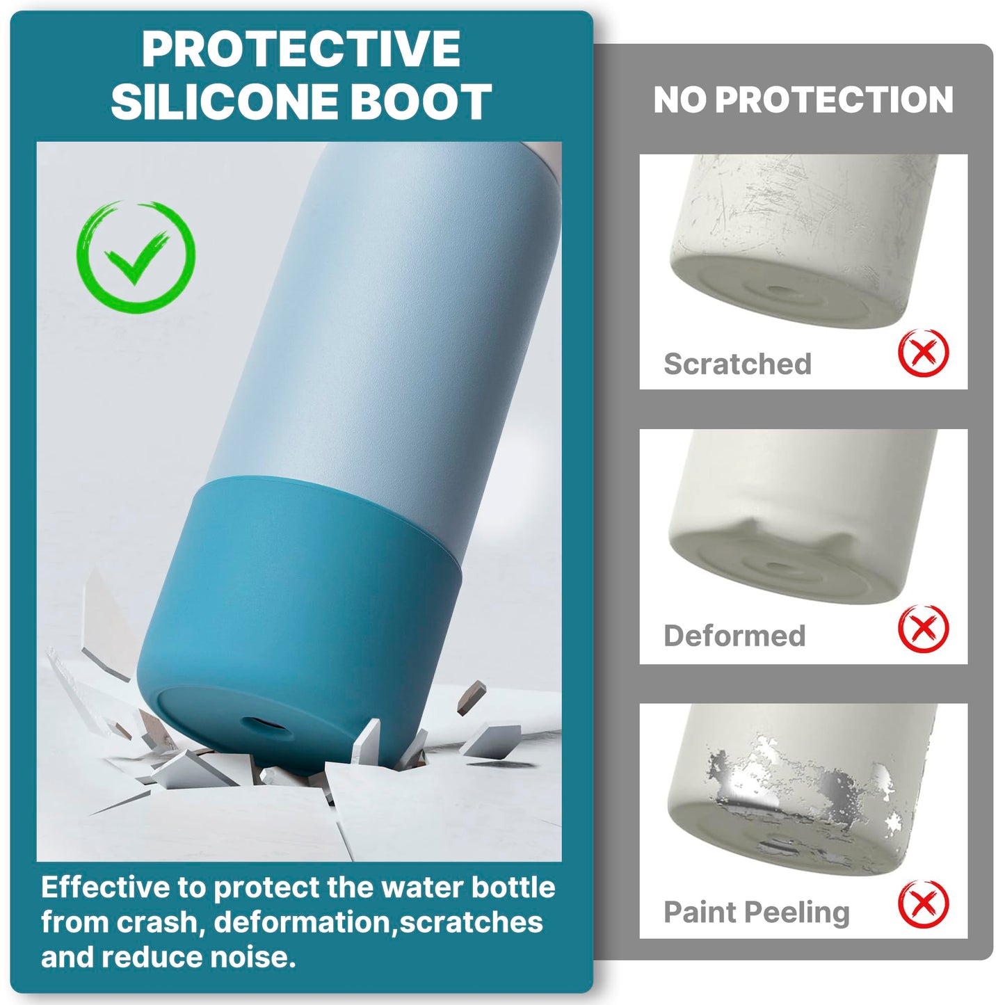 Diumepo Silicone Water Bottle Boot for Owala 40 oz, Anti-Slip Protective Sleeve for Owala Twist & FreeSip & Flip Stainless Steel Water Bottle, Boot Bottom Base for Owala (Denim Blue)