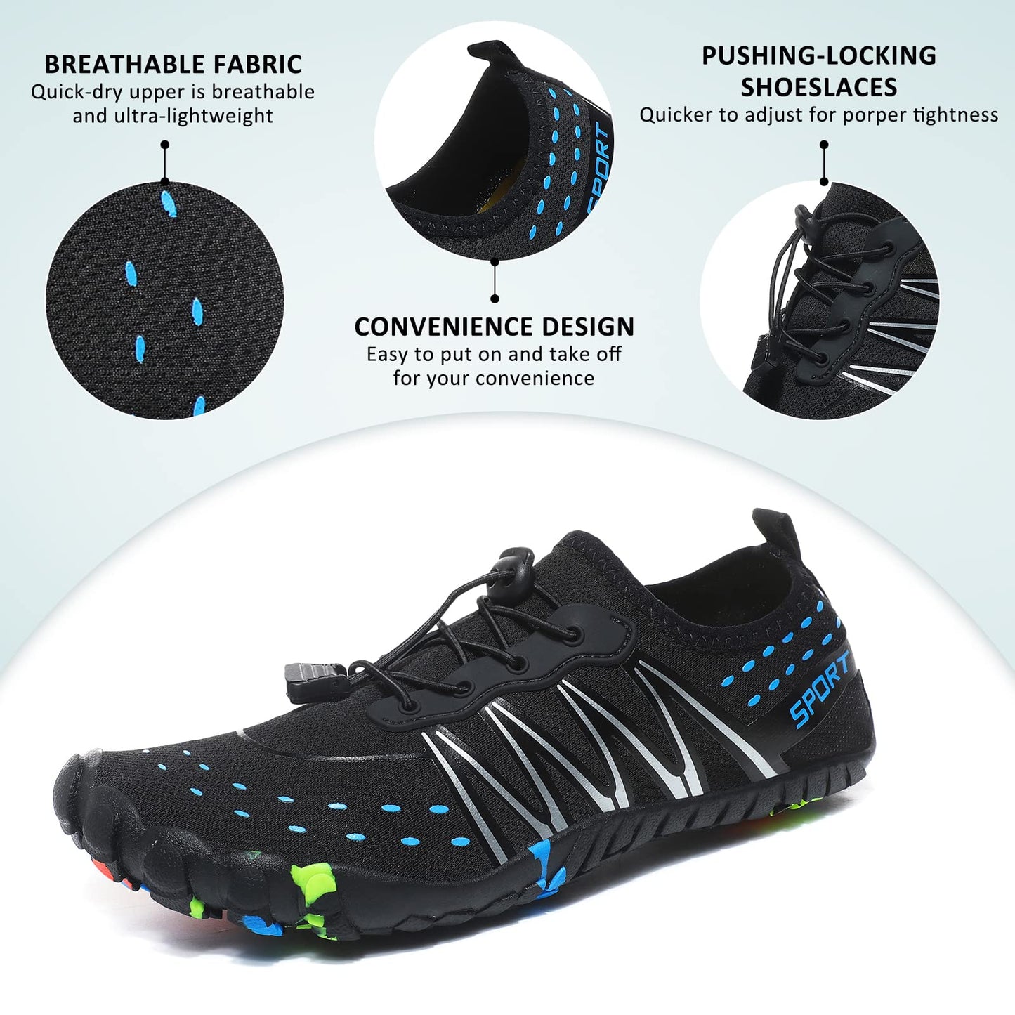 ziitop Water Shoes for Men Women Beach Barefoot Swim Rock Climbing Pool Shoes Socks, Anti-Slip Breathable Quick Dry Lightweight Slip-on, Outdoor Sport Hiking Walking Boating Fishing Diving Surfing