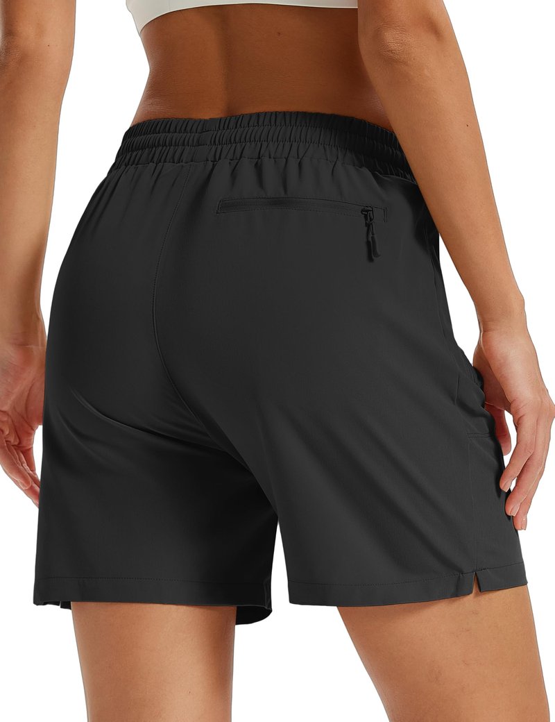 TACVASEN Athletic Shorts for Women Quick Dry Lightweight 5" Hiking Shorts with Pockets Golf Casual Workout UPF 50+ Water Resistant Summer Black M