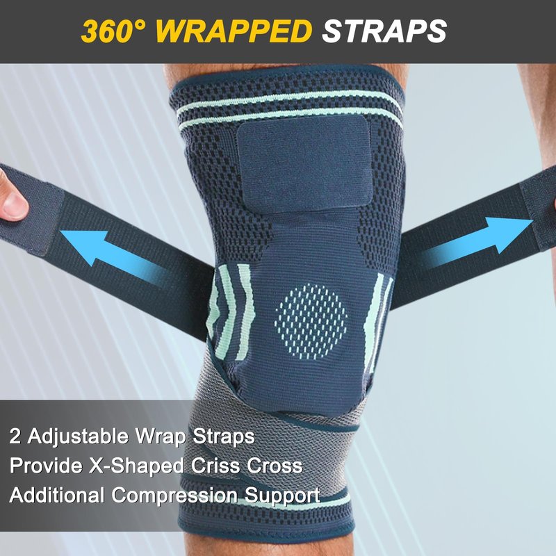 NuCamper Knee Brace for Men Women (2 Pack),Compression Knee Sleeves with Patella Gel Pad & Side Stabilizers,Adjustable Knee Support for Sports,Workout,Meniscus Tear,Arthritis,Pain Relief (Navy,XL)