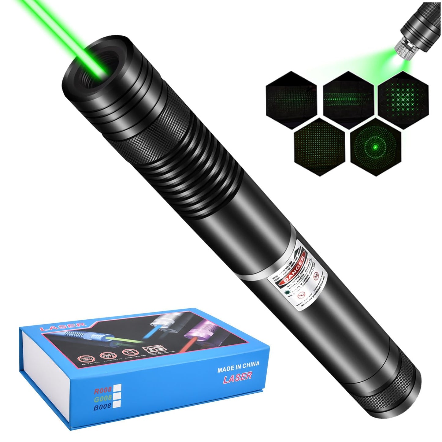 FUIIKEEM Green Laser Pointer High Power, Rechargeable Flashlight with Laser Pointer for Night Astronomy Outdoor Camping Hunting and Hiking