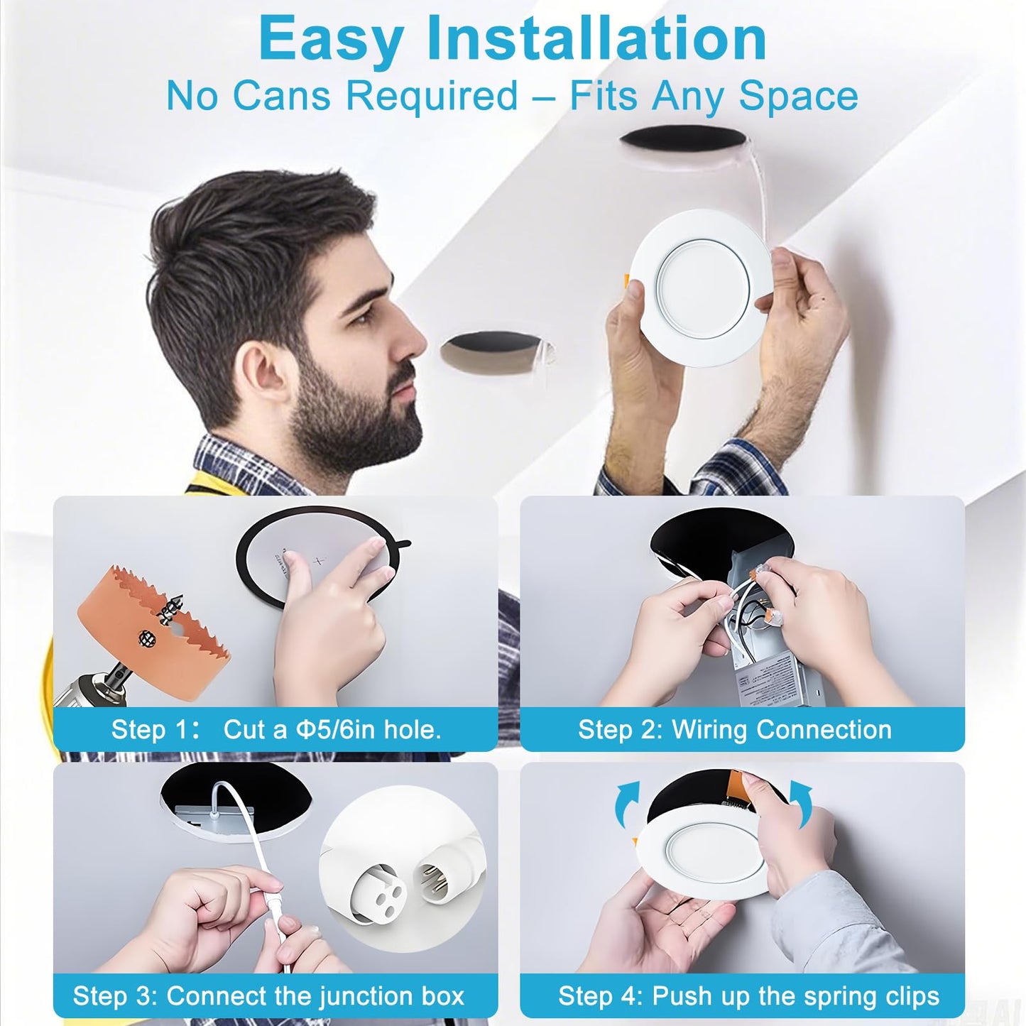 Lightdot 6 Pack 6 Inch LED Gimbal Recessed Lighting, 360°+90° Adjustable, 3CCT Selectable & Dimmable (5%-100%), 1300LM Ultra Bright Canless Downlight, ETL/FCC Certified for Living Room/Kitchen-White