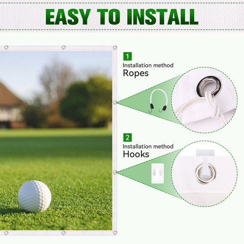 Aikeec Golf Simulator Impact Screen – 7mm Thickened Ultra-Clear Hitting Screen with 32 Grommets (10ft x 10ft) for Indoor, Outdoor & Garage Training