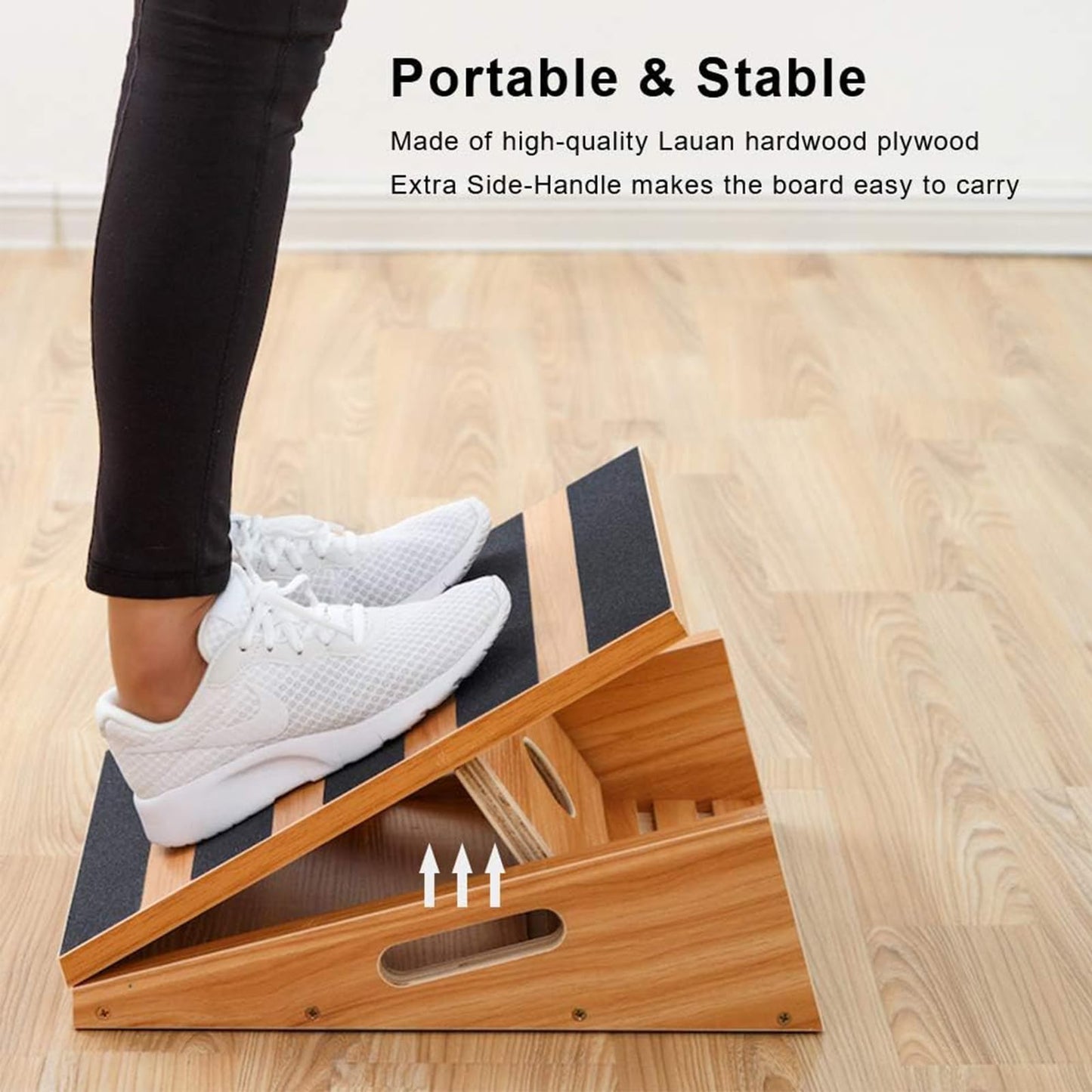 StrongTek Wooden Slant Board, 5 Adjustable Angles, 500 lb, Side Handle
