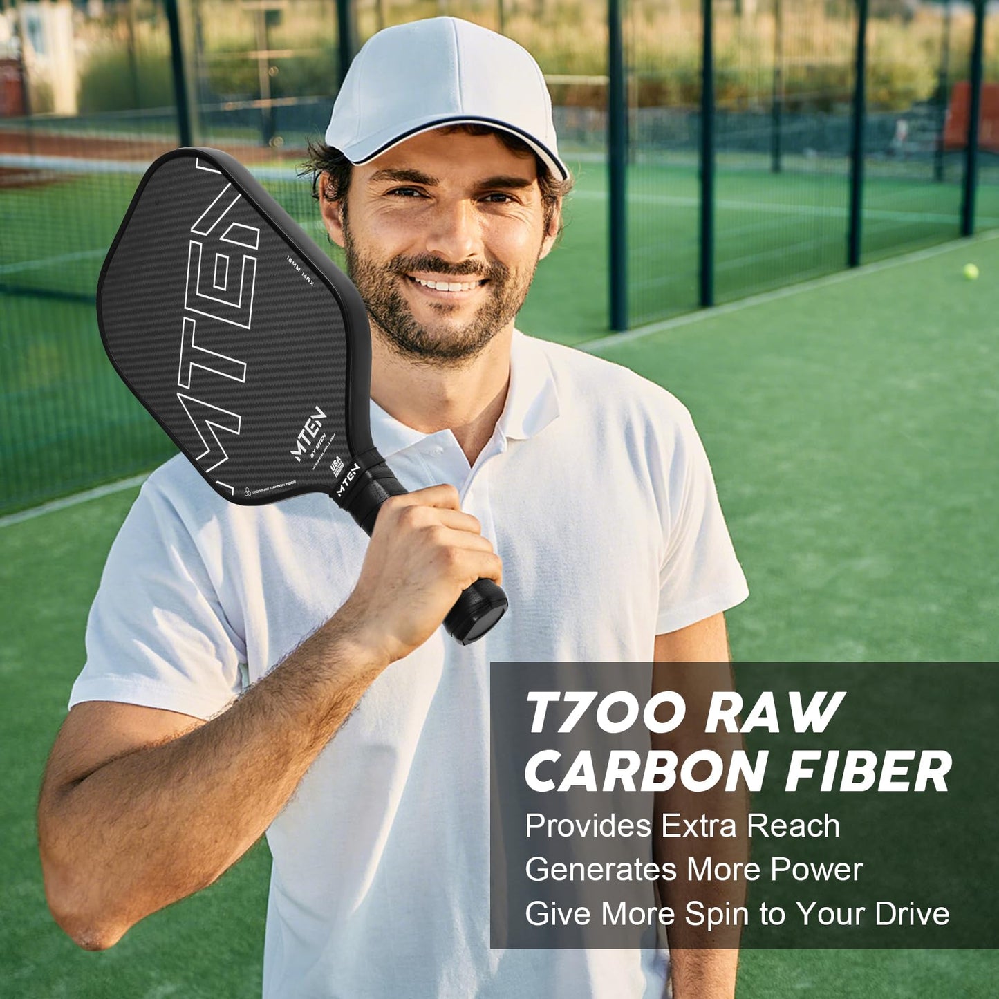 Pickleball Paddles, USAPA Approved Carbon Fiber Pickleball Paddle,16MM Polypropylene Honeycomb Core, Increased Power and Spin, Novice & Pro Players