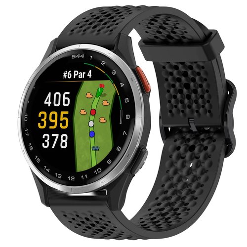 Lamshaw Compatible with Garmin Approach S44 Band, 20mm Quick Release Silicone band with Metal Buckle Compatible for Garmin Approach S50, S44, S42, S40 Smartwatch (Black, 20mm size band)