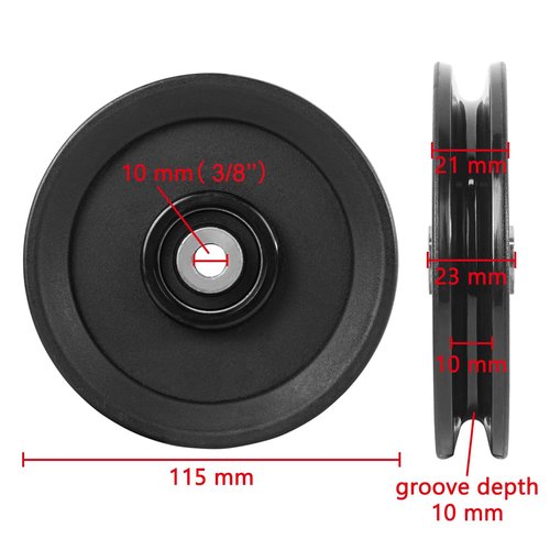 Luwint 4.5 Inch Pulley Wheel, 3 Pack Bearing Pulley Replacement for Cable Machine, Home Gym Equipment, LAT Pulldown, Fitness System (115mm, 10mm Bore)