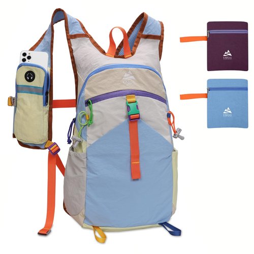 UtiaMiaoGonGo Small Hiking Backpack Travel Daypack 15L Colorful Lightweight Packable Foldable Casual Backpack for Women Men