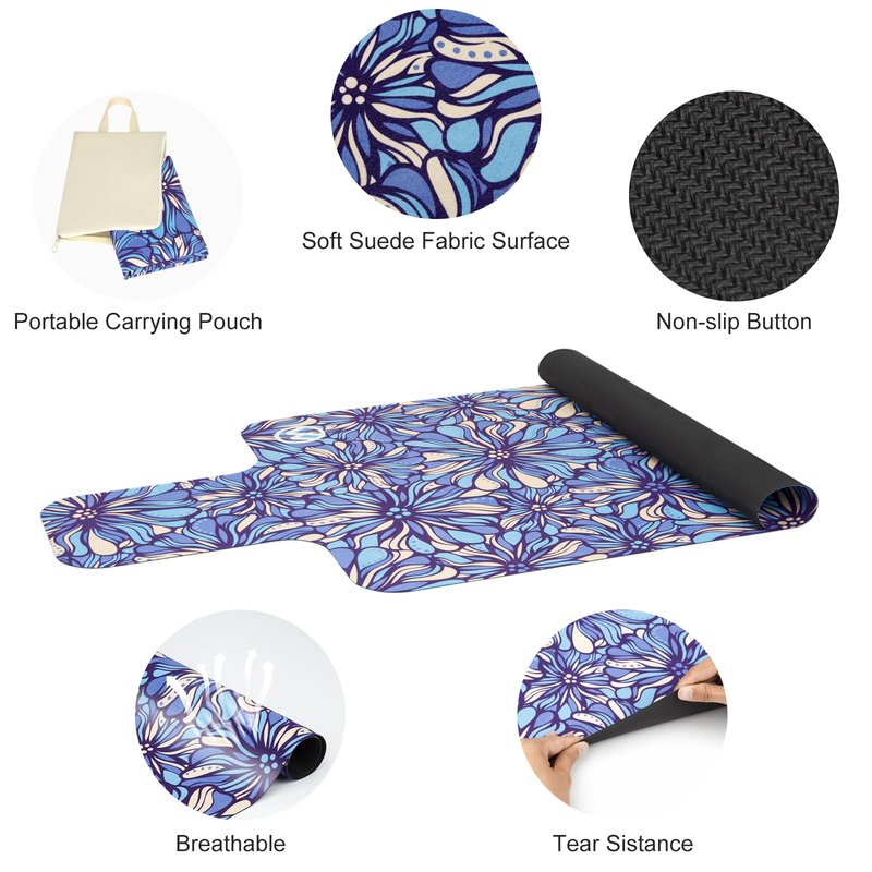 MicaYoung Pilates Reformer Mat Cover Non-slip for Pilates Reformer Workout 1mm/0.04" Thick with Carry Pouch, Blue