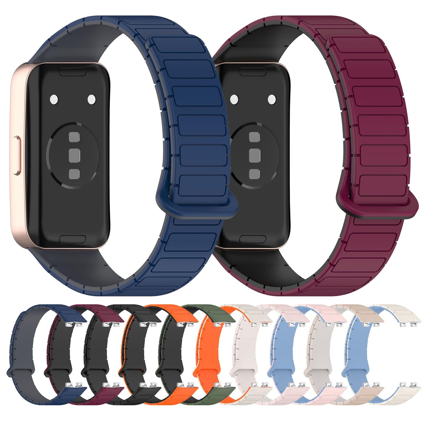 LOKEKE Compatible with Huawei Band 10 Replacement Wrist Strap - Replacement Magnetic buckle Silicone Wrist Watch Band Strap Compatible with Huawei Band 10/9/8(Black)