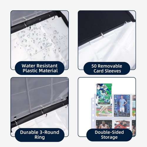 9-Pocket Hockey Card Binder by [Brand Name] - Holds 900 Cards with 50 Removable Sleeves | Perfect for Sports Trading Card Display