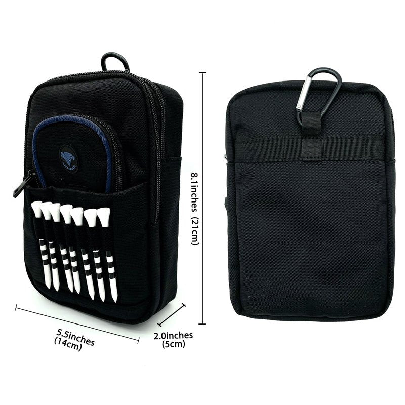 VIVA EAGLE Golf Pouch Bag with Detachable Clip | Multiple Zipper Pockets to Store Balls Tees Accessories Valuables - Navy