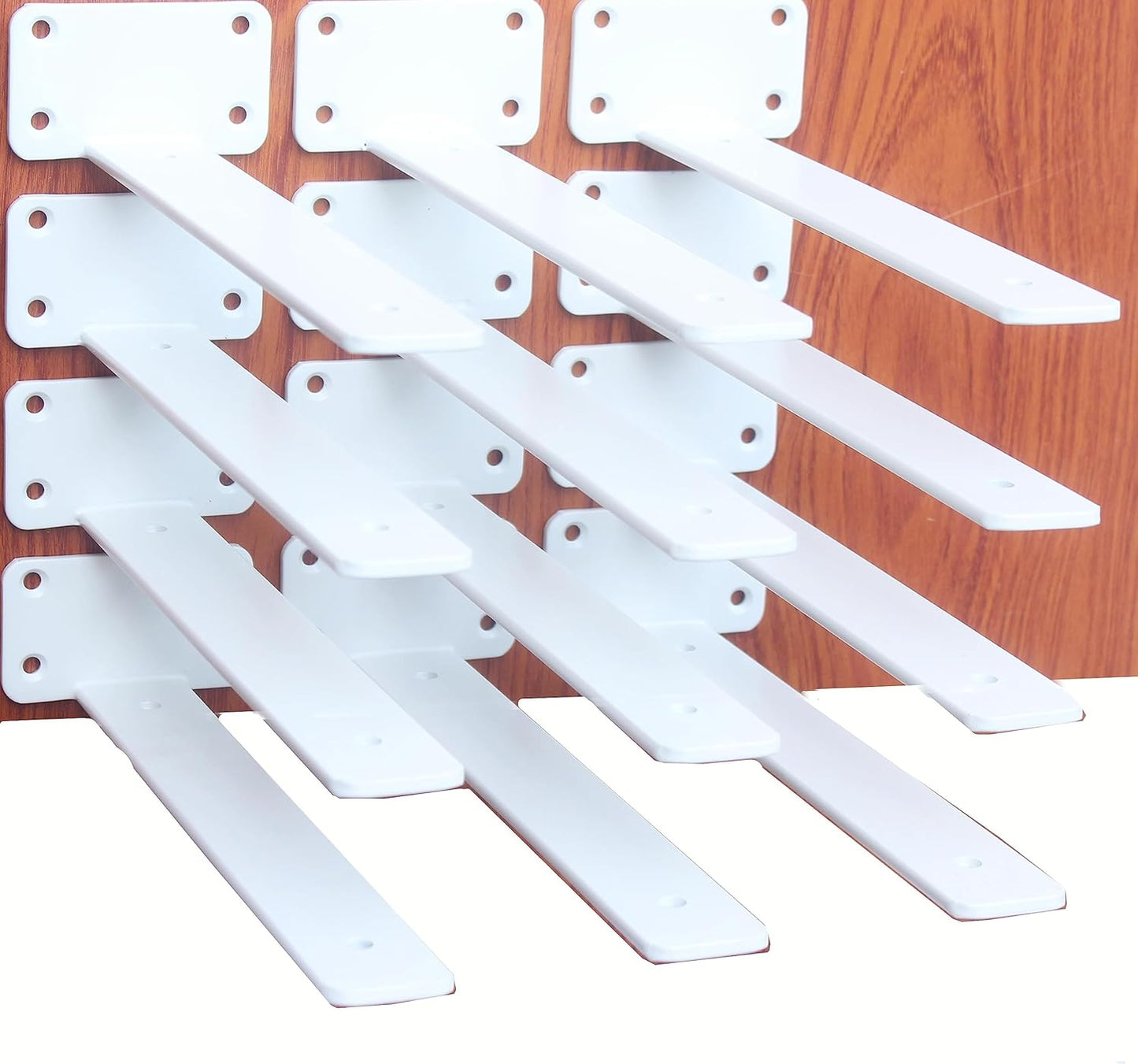 10-Inch Black Iron Floating Shelf Brackets - 12 Pack Rustic Industrial Support