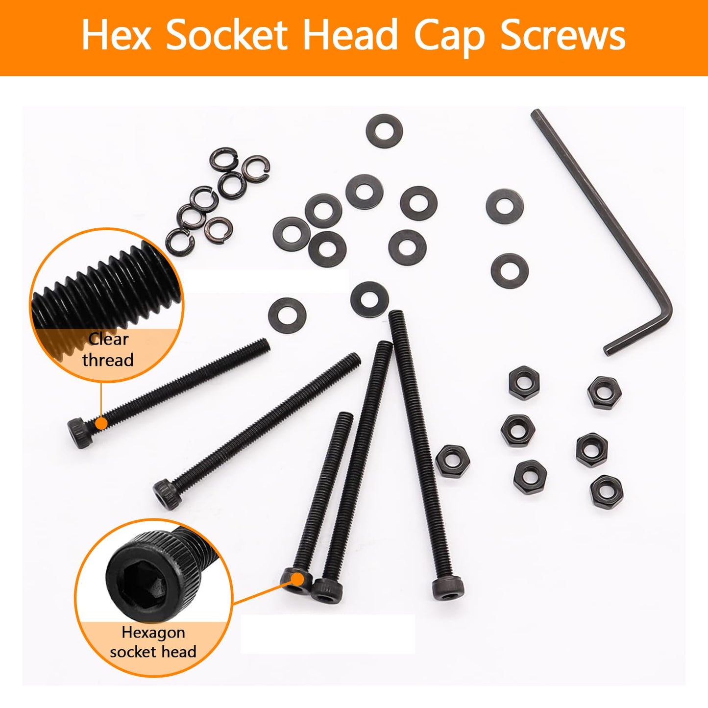 461 Pieces M3 x 30mm /35mm /40mm /45mm /50mm Socket Head Screws M3 Long Screws Metric Screws Bolts Washers Nuts Kit Machine Screw Assortment Kit 12.9 Grade Alloy Steel Fully Threaded for Furniture