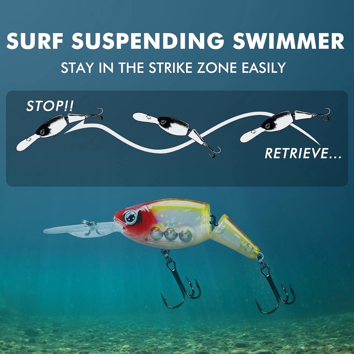 TRUSCEND Fishing Lures - Easy Catch Swimmax with BKK Hooks | Lifelike Wiggling Action for Bass, Trout, Walleye, Crappie
