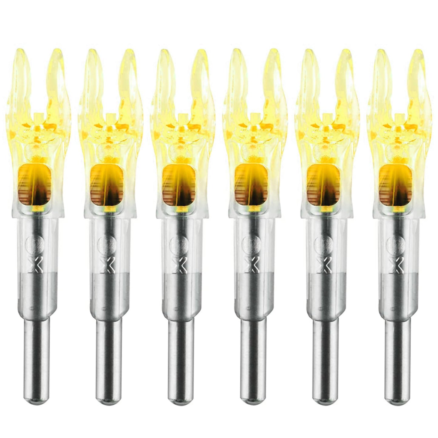 KEAUP 6PCS X Lighted Nocks for Arrows with .204 .233 .244 .246 Inside Diameter with H, S, GT Bushings High-Visibility LED Arrow Nocks, ON/Off Switch Included