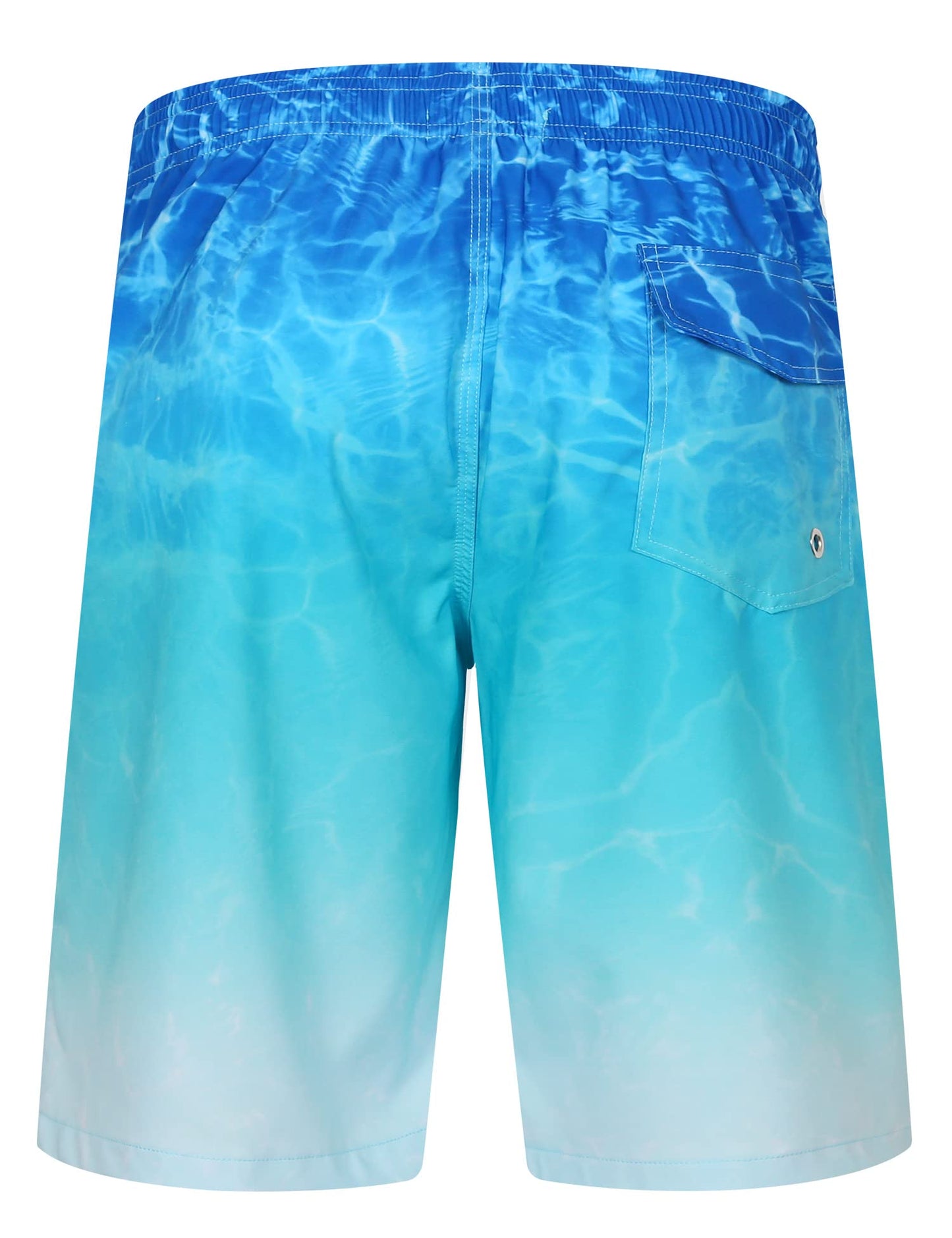 ELETOP Men's Swim Trunks Quick Dry Bathing Suit Swimming Board Shorts Mesh Lining Beach Swimwear Ripple Gradient Blue L