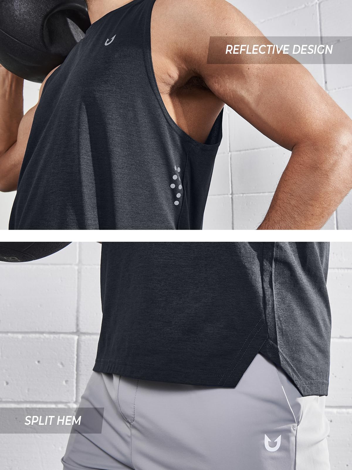 NORTHYARD Mens Tank Top Workout Running Shirts Sleeveless Quick Dry Muscle Shirts Athletic Gym Vest Black L