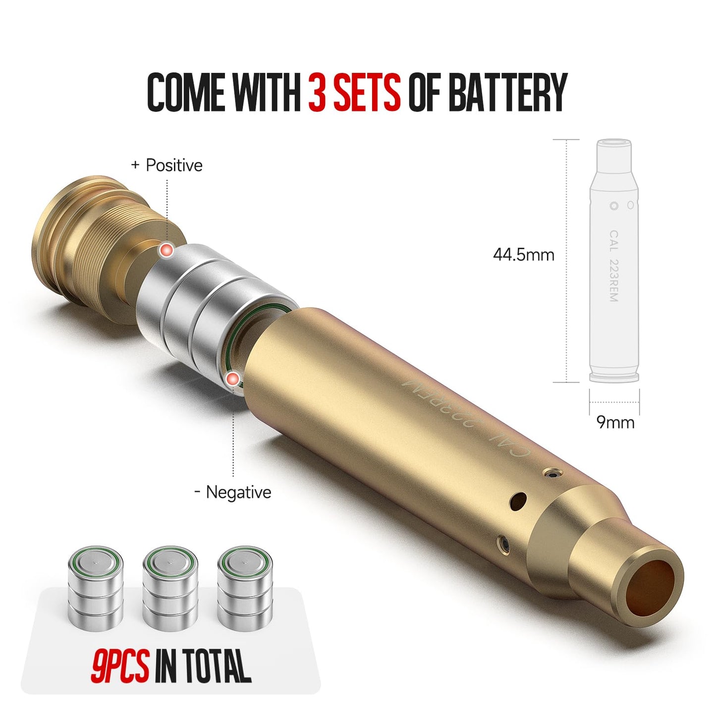 Feyachi Laser Bore Sight 9mm/223 5.56 Red Laser Boresighters with 9 Batteries Bore Sighting Kit