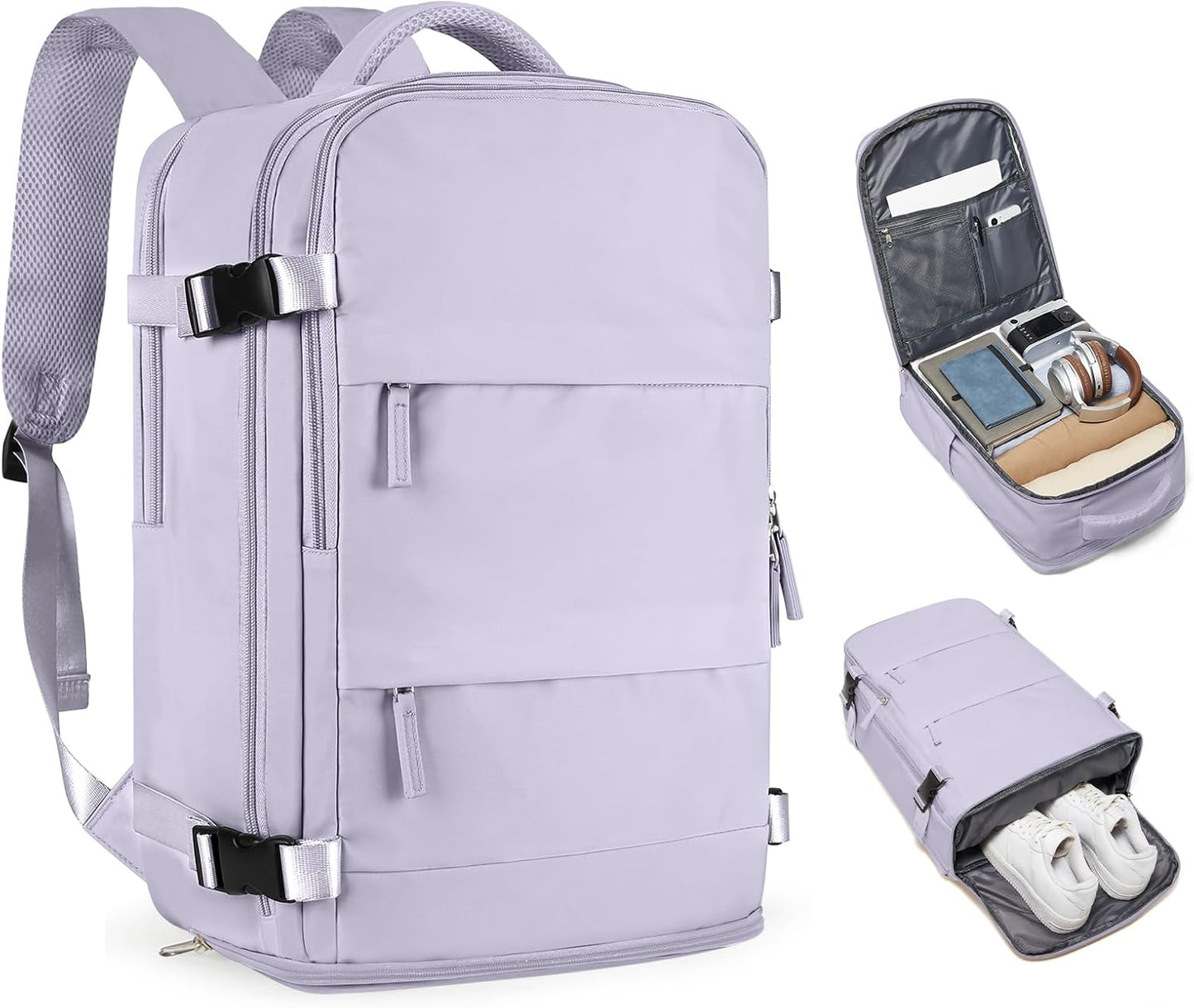 Skiennix Carry-On Backpack - Airline Approved Waterproof Travel Bag for Women | Purple Casual Daypack