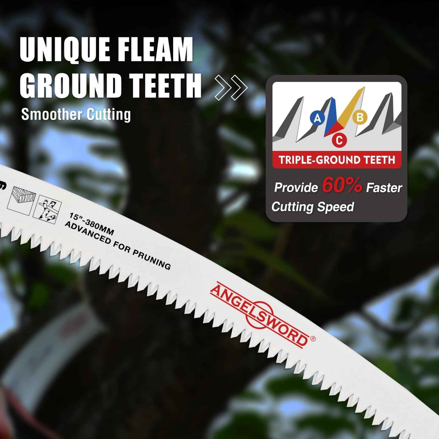 ANGELSWORD 15 Inch Arc Edge Reciprocating Saw Blade, 6TPI Wood Pruning Saw Blades for Tree Trimming, Wood Cutting, 3 Pack