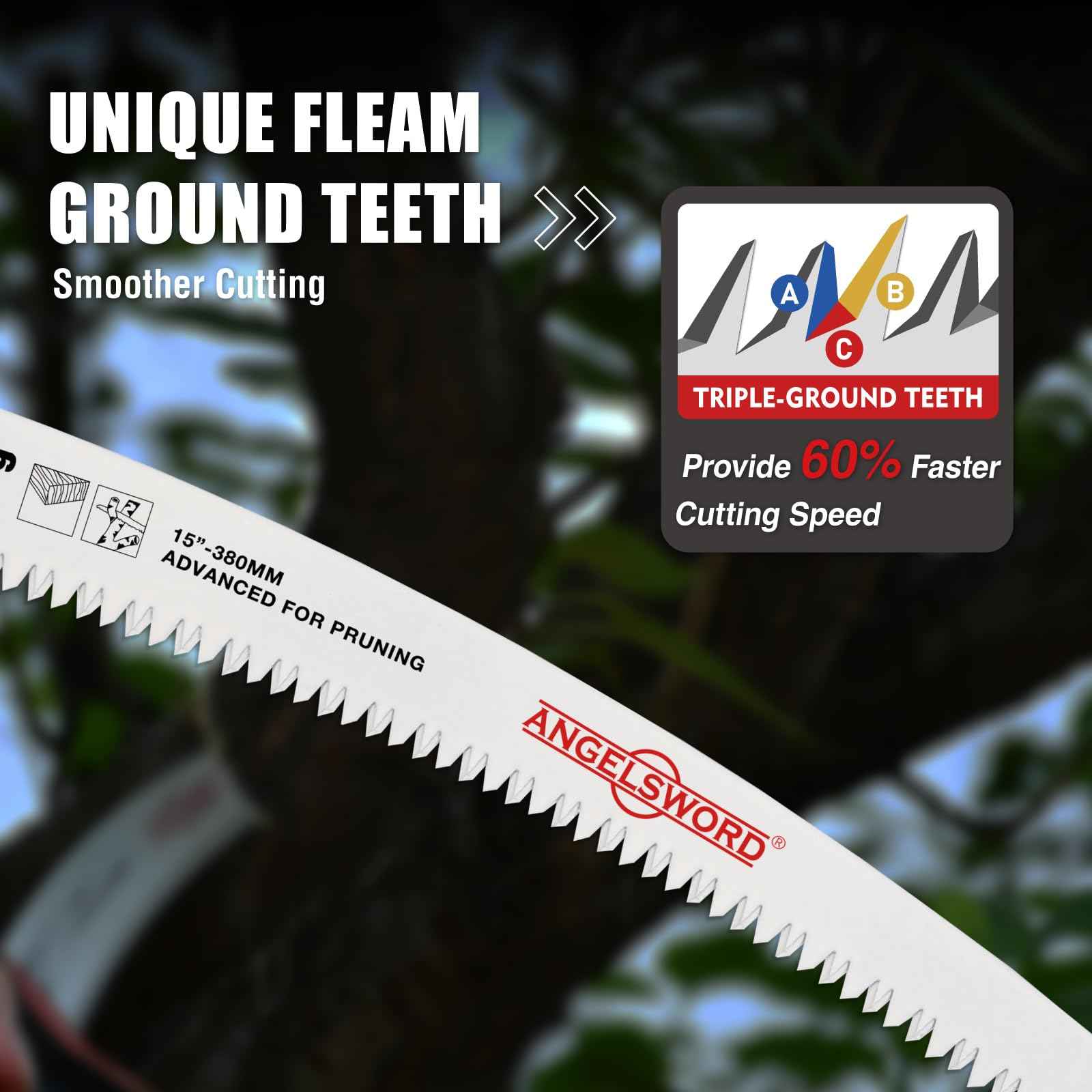 ANGELSWORD 15 Inch Arc Edge Reciprocating Saw Blade, 6TPI Wood Pruning Saw Blades for Tree Trimming, Wood Cutting, 3 Pack