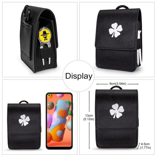 Aliennana Golf Rangefinder Case Premium Leather for Bushnell Callaway Universal Range Finder Carry Bag with Tee Holder Belt Clip for Most Brands Rangefinders (Black1)