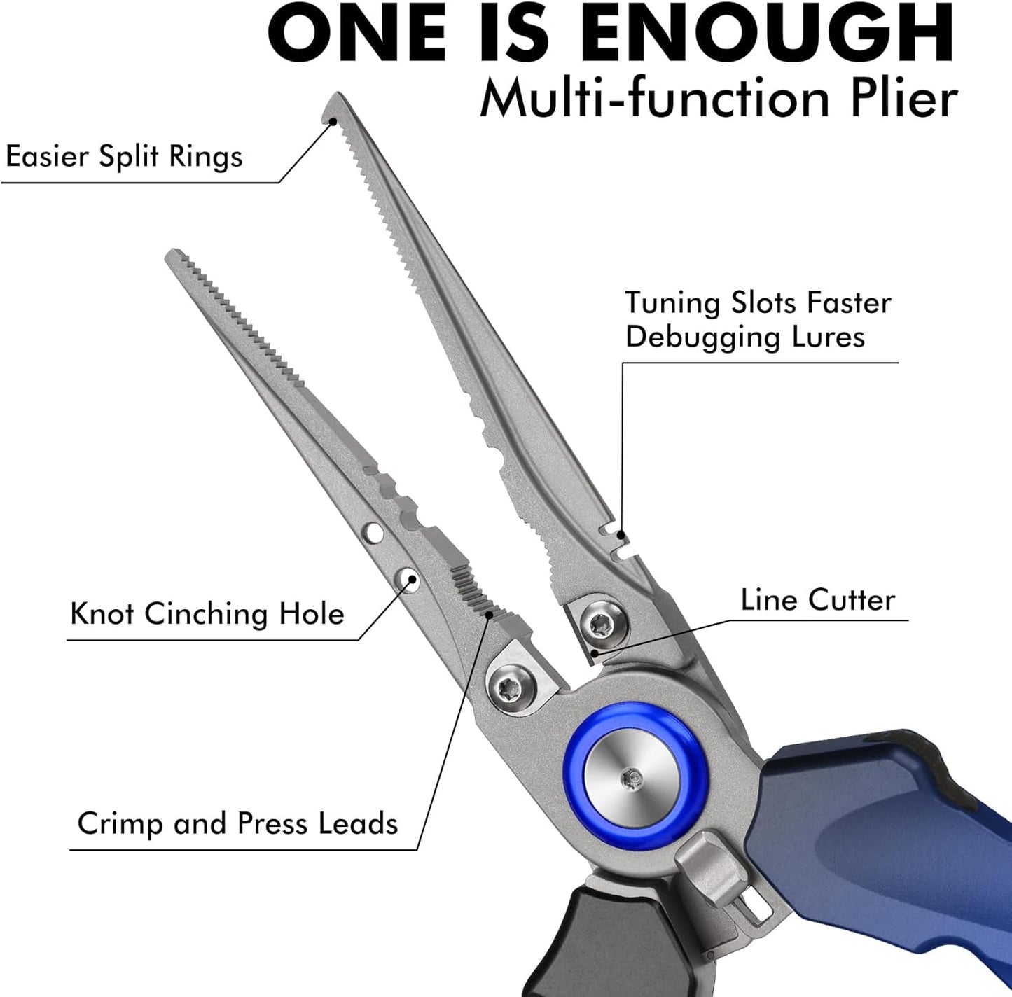 TRUSCEND Lockable Fishing Pliers - Ergonomic Handle & Tungsten Carbide Cutter | Saltwater Resistant Tool