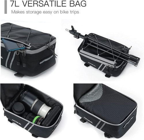 JXFUKAL Waterproof Rear Bike Rack Bag - 7L/9L/10L/12L Capacity | Includes Rain Cover & Reflector