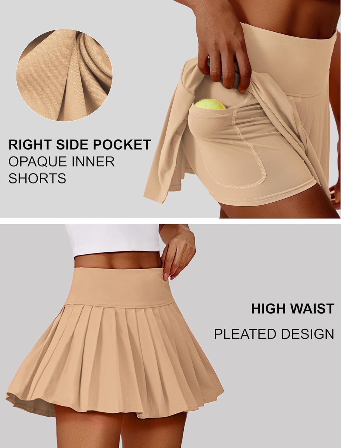 PINSPARK Pleated Tennis Skirts - High Waist Lightweight Mini Athletic Skorts for Women | Perfect for Golf & Pickleball