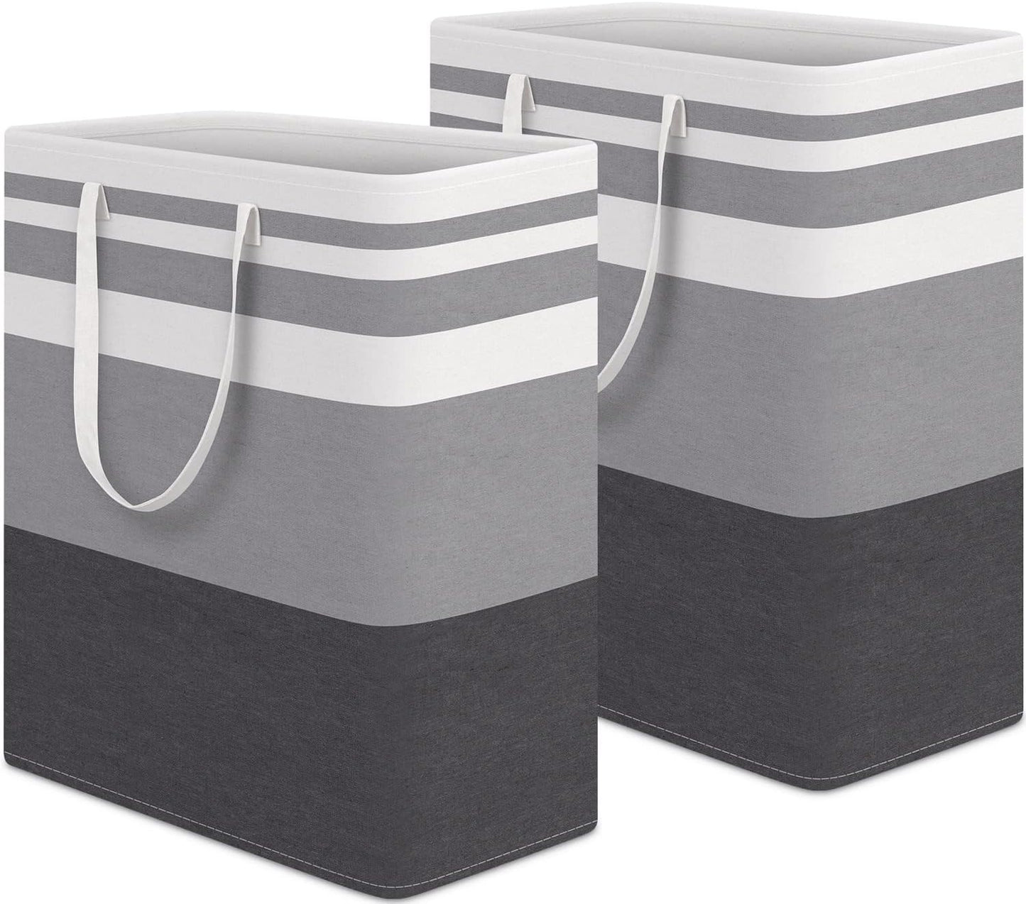 Waterproof 100L Laundry Basket Set - Collapsible Freestanding Hamper with Extended Handles - 2-Pack Gradient Grey for Clothes & Toys