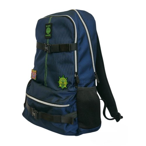 DIME BAGS Skateboard Backpack with Skate Straps, 9 Compartments for Storage Including 1 Hidden Order-Sealed Pocket, Durable Water-Resistant Exterior & Padded Straps, Chris Dyer Skatepack (Blue)