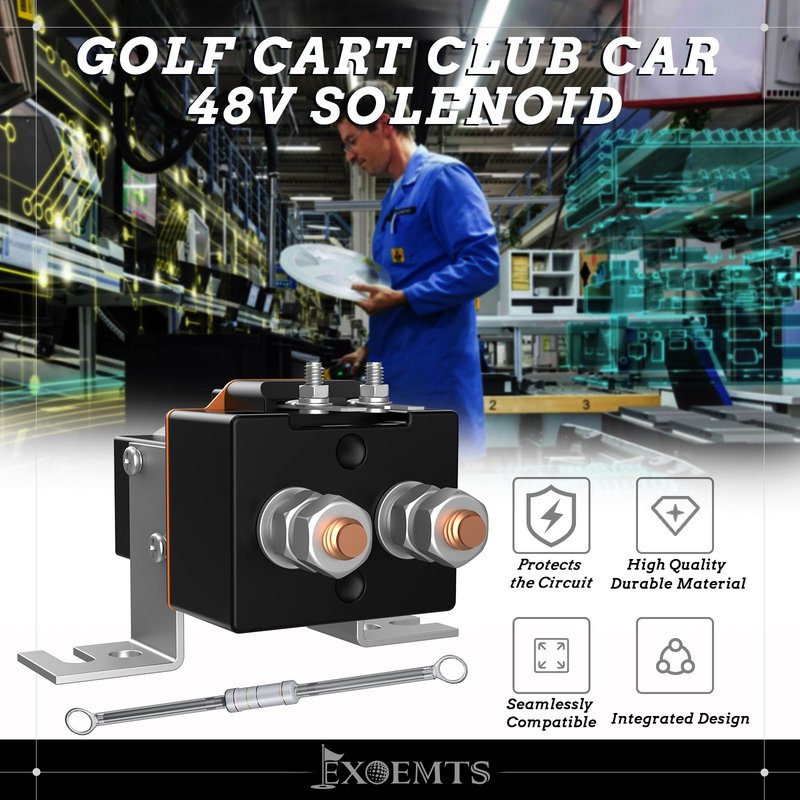 EXOEMTS 48V Club Car Solenoid, 4 Terminal Solenoid Coil for Club Car 1995-up DS & 2004-2008 Precedent Electric Golf Cart, Golf Cart Coil Solenoid with Resistor Replace OEM# 101908701 102774701