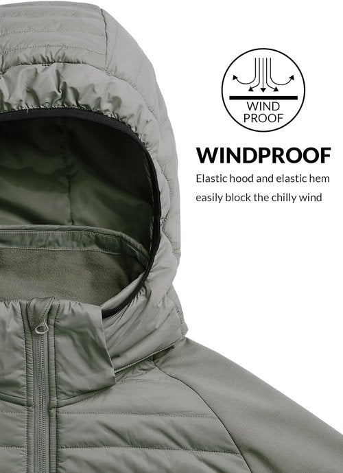 Baleaf Men's Lightweight Running Jacket - Warm Puffer Coat for Hiking & Golf | Insulated with Thumbholes