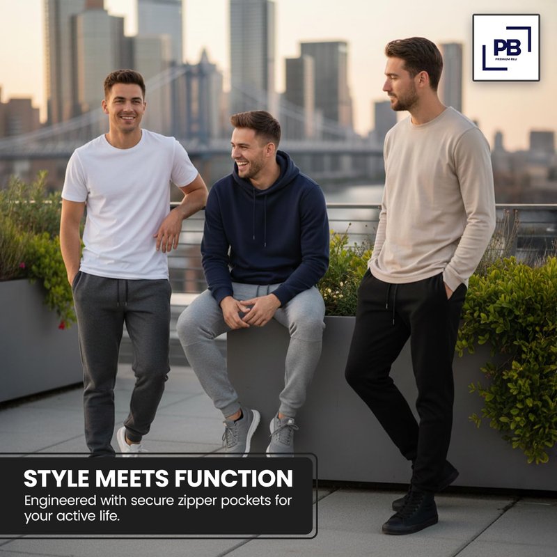 PB Mens Sweatpants 3-Pk – Fleece Joggers for Men with Cargo Or Zipper Pockets, Athletic Sweatpants & Mens Joggers Sizes S–XL