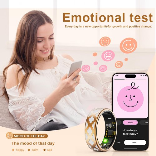 UouNeaCo Smart Ring for Women& Men -Health Tracker Ring with Heart Rate/Blood Oxygen/Sleep Tracker/Step Counter/10ATM Waterproof Fitness Ring，Free No Subscription Fee, for iOS&Android (#9)